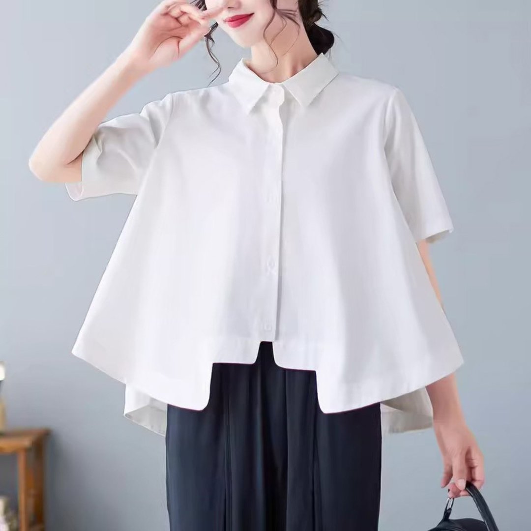 手工制作 Oversize 落肩纯棉衬衫，极简风格。 - 女装衬衫 - 棉 多色