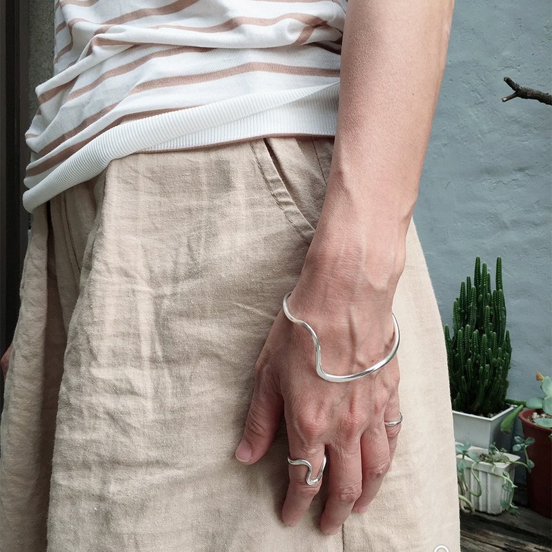 【山水手环】纯银手环diy/ 下单2位享85折,手作的诗台南金工体验 - 金工/饰品 - 纯银 