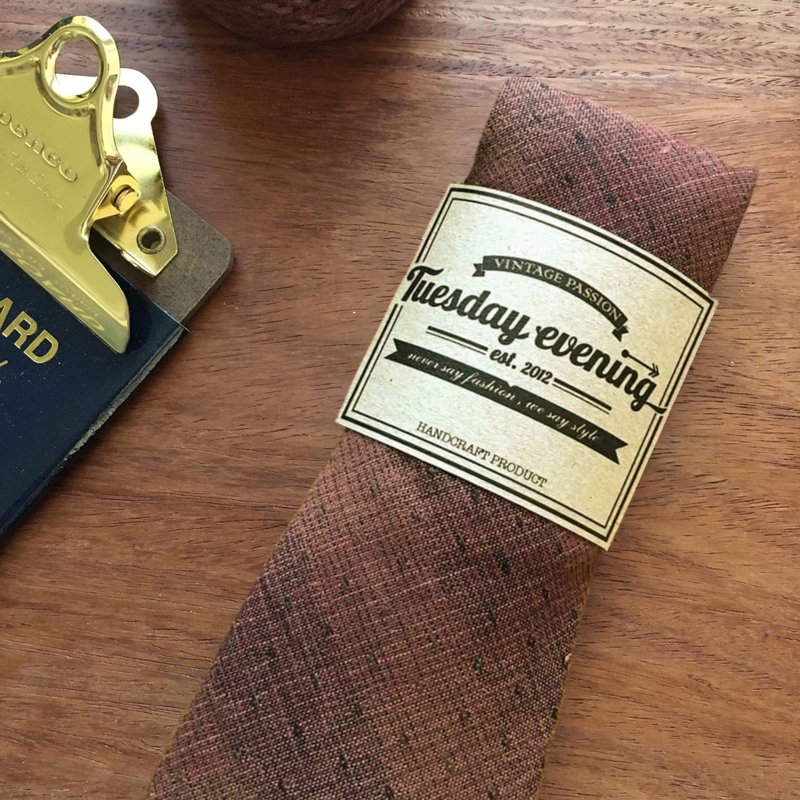 Necktie Red Shadow - Black Dot - 领带/领带夹 - 棉．麻 红色