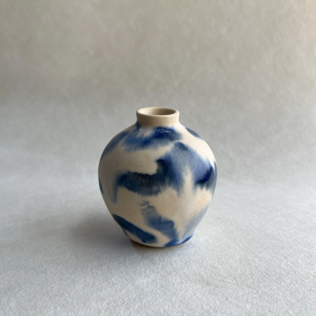 手工陶瓷迷你花瓶 扩香瓶 花器 精油瓶 花瓶 陶艺 花器 父亲节 - 花瓶/陶器 - 陶 蓝色