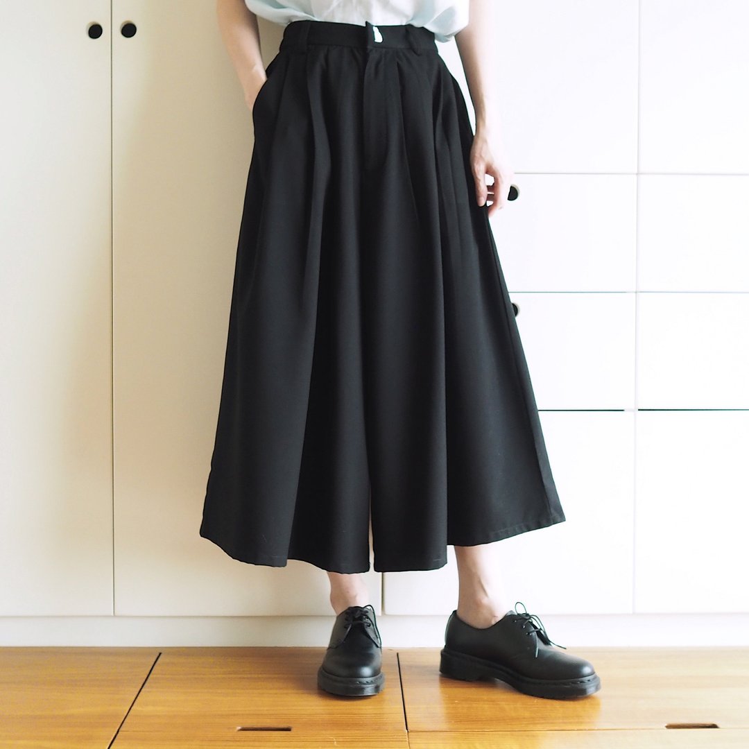 little cat wide pants : black - 男士长裤 - 聚酯纤维 黑色
