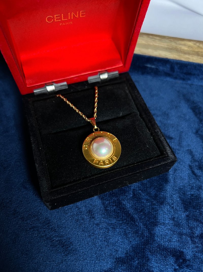 Celine pearl necklace 珍珠金色颈链 项链 日本中古vintage - 项链 - 其他金属 金色