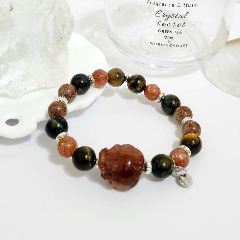 红兔毛龙龟设计手链/高度聚财/招贵人/增强气运之水晶 - 手链/手环 - 水晶 红色