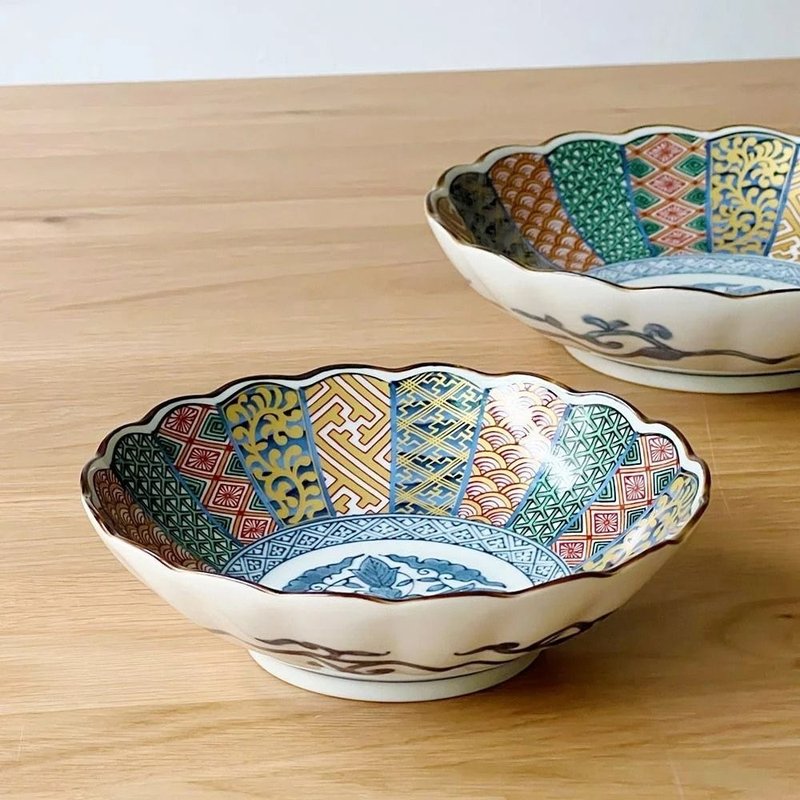 染锦祥瑞深皿 (大) /美浓烧 - 盘子/餐盘/盘架 - 瓷 多色