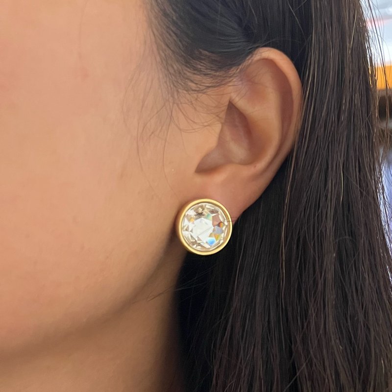 •Duchess• Swarovski正圆形水晶耳环 - 耳环/耳夹 - 其他金属 金色
