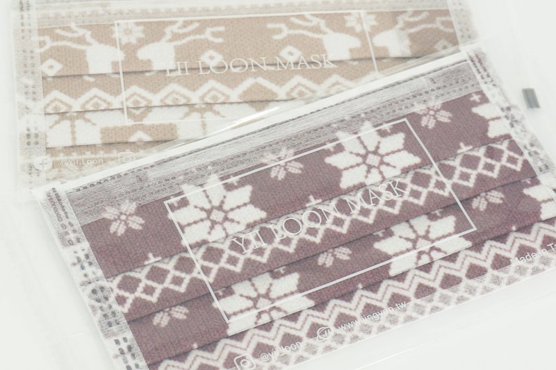 【奕纶台湾制】成人平面防护口罩_复古编织系列 (10入/盒) - 口罩 - 其他材质 咖啡色