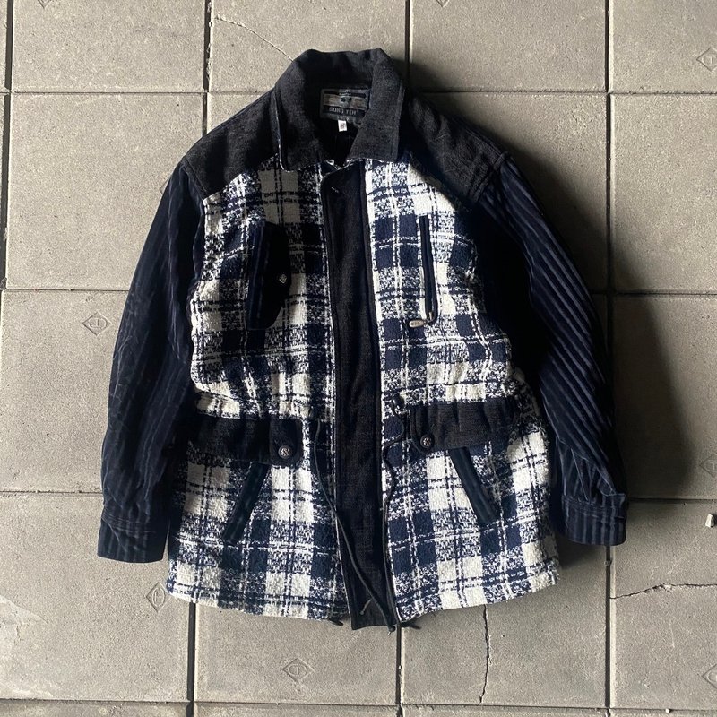 --两光师古着--黑白格纹台式外套 - 女装衬衫 - 其他材质 黑色