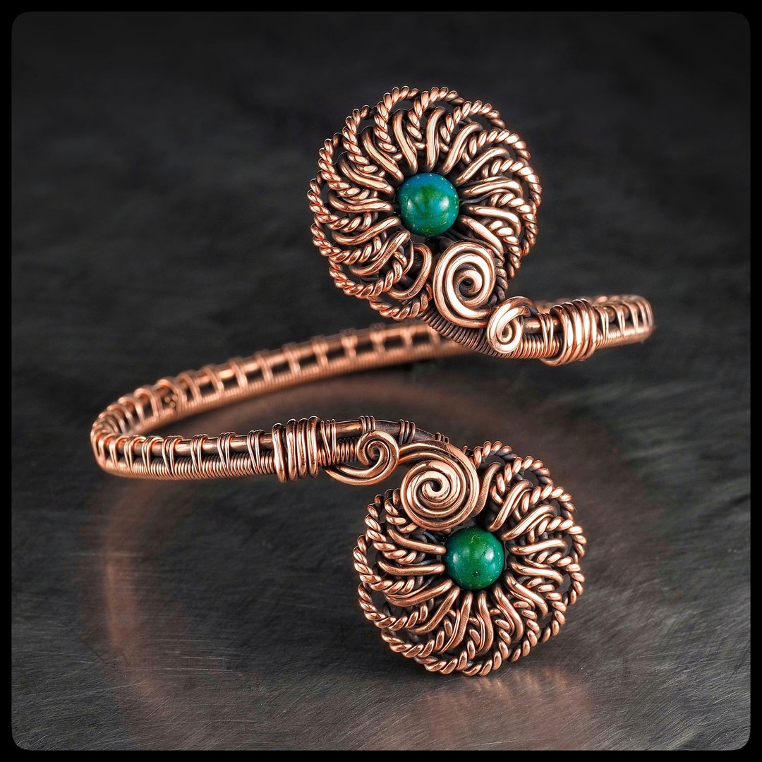 Wire wrapping PDF TUTORIAL  FLOWER CUFF BRACELET Step by step lesson How to make - 其他数码设计 - 其他材质 多色