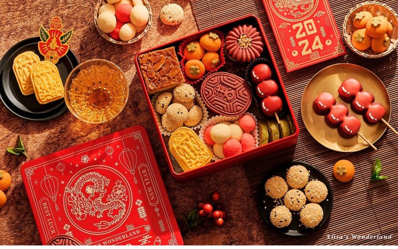 【祥龙呈瑞】龙年限定饼干礼盒 (铁盒封面可印制LOGO) - 手工饼干 - 新鲜食材 红色