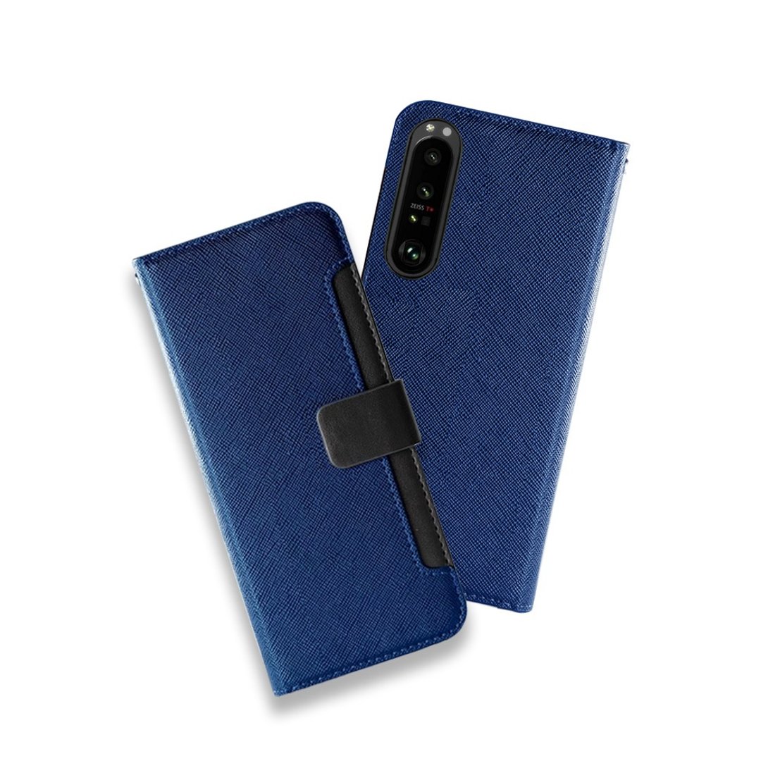 CASE SHOP SONY Xperia 1 IV 侧掀站立式皮套-蓝 - 手机壳/手机套 - 人造皮革 蓝色