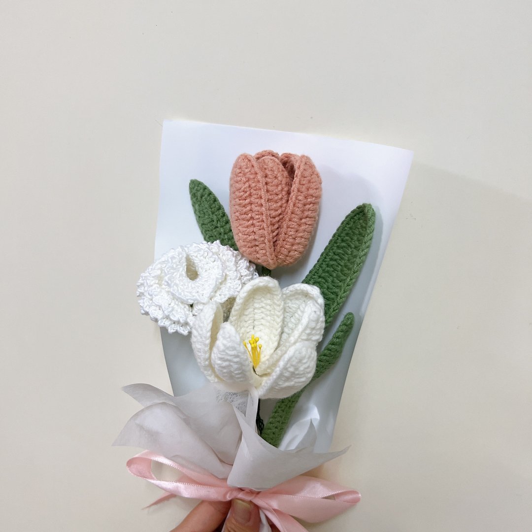 母亲节花束-康乃馨配郁金香 - 干燥花/捧花 - 棉 