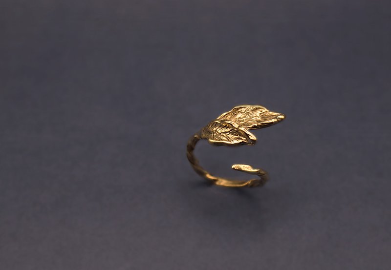 植物系列-春叶黄铜戒 - 戒指 - 铜/黄铜 红色