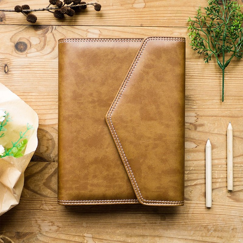 复古信封包。32K活页本 - 笔记本/手帐 - 纸 咖啡色