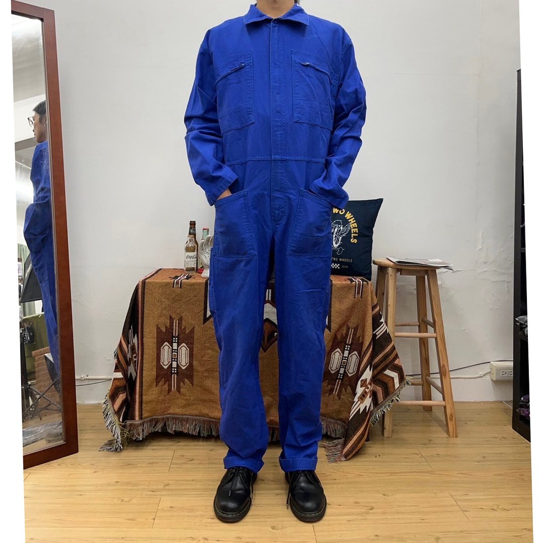 NEW PILOTE 蓝染 连身工作服 工作裤 二手 古着 - 男士长裤 - 棉 蓝色