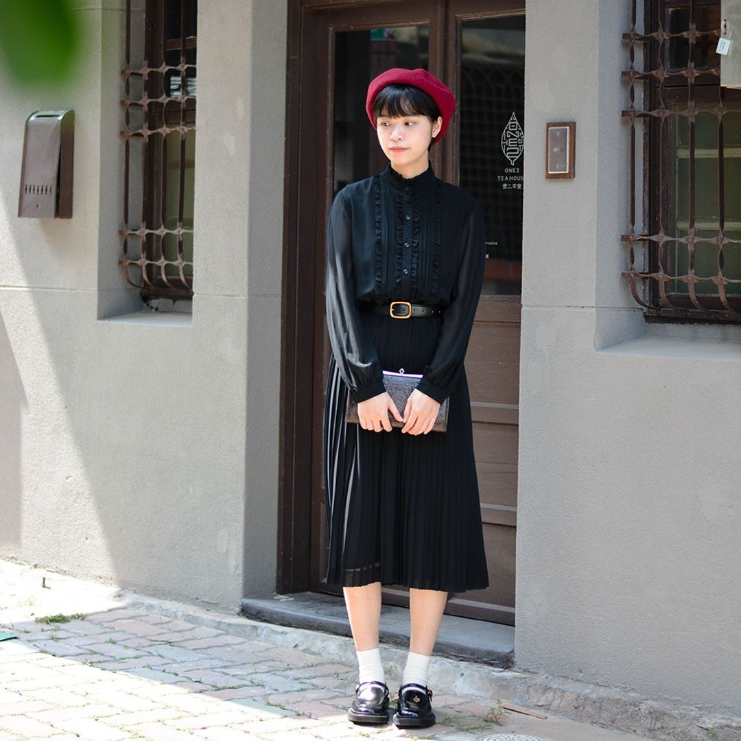 卷黑 |  古着长袖洋服 - 洋装/连衣裙 - 其他材质 