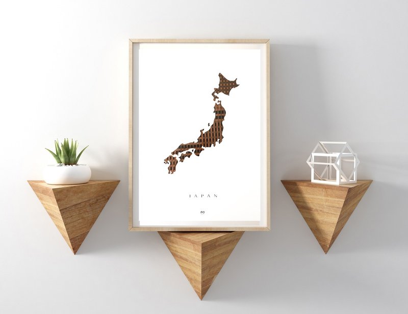 日本地图海报 |  纯手工卡带编织 | 房間佈置 | 新居礼物 | 聖誕 - 摆饰 - 其他材质 金色