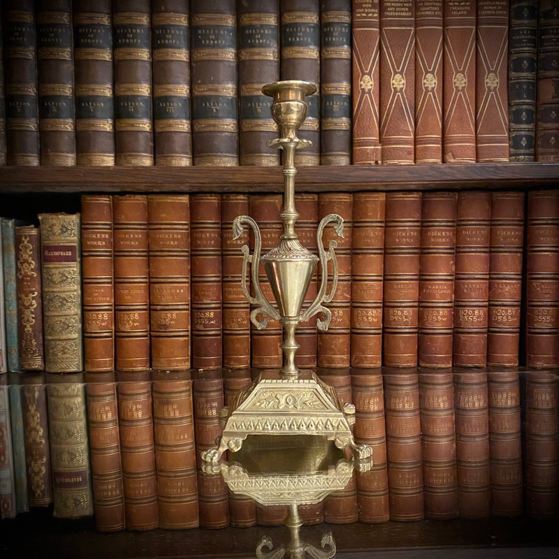 法国 19世纪黄铜兽足 单孔烛台 - 蜡烛/烛台 - 铜/黄铜 金色