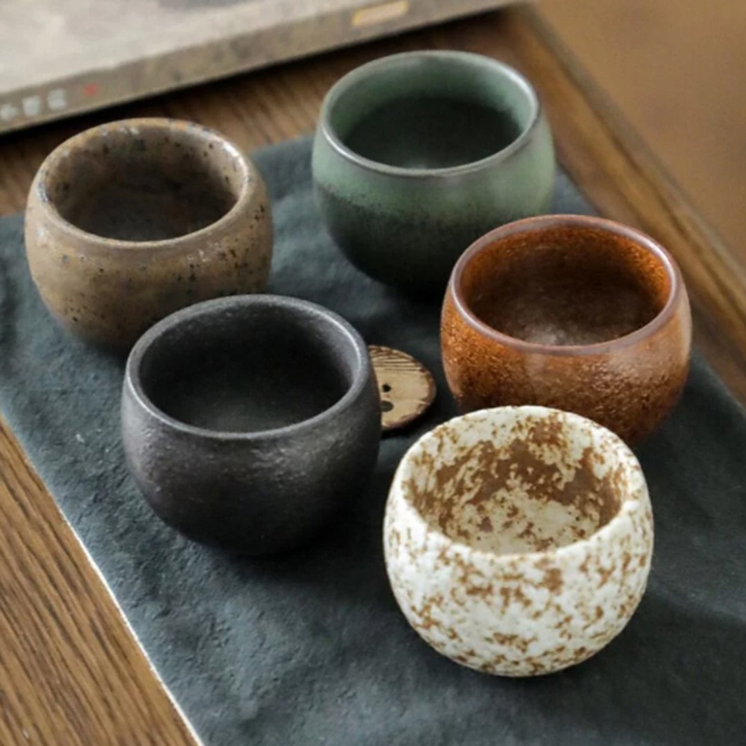 品藏 粗陶窑变系列 宾主尽欢五行杯-一组5入 - 茶具/茶杯 - 瓷 