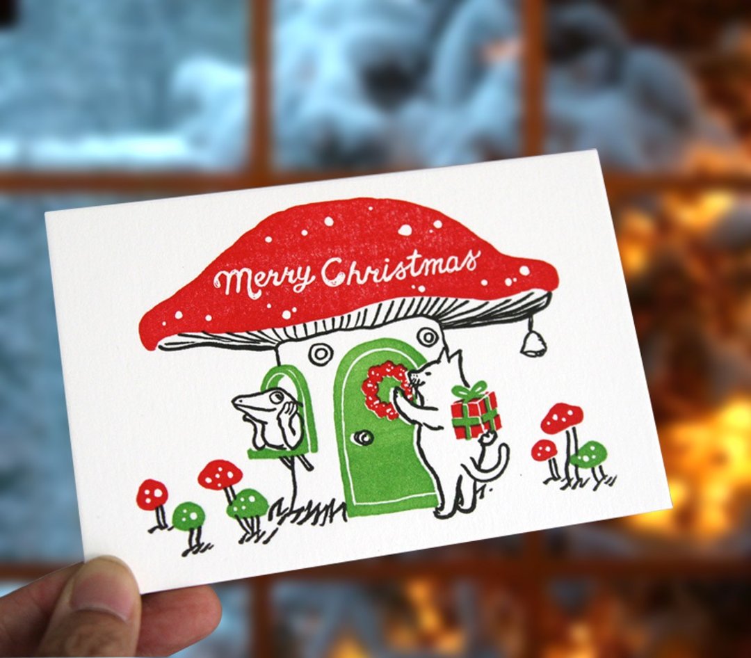 Merry Christmas---Letterpress card - 卡片/明信片 - 纸 红色