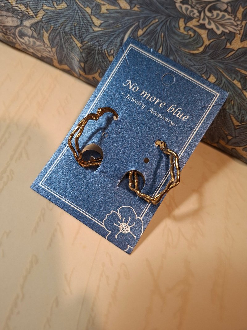 冬季枝桠古金耳圈 - 耳环/耳夹 - 其他金属 橘色