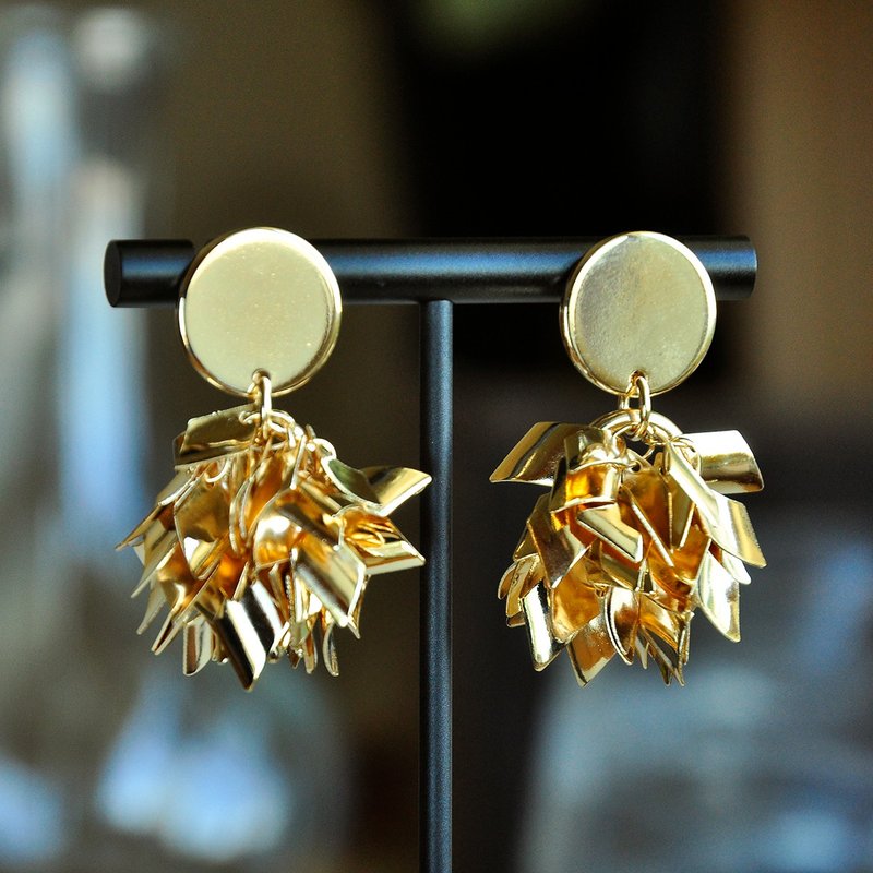 圣城 - 金色步道－金树叶18K镀金耳环 - 耳环/耳夹 - 其他金属 金色