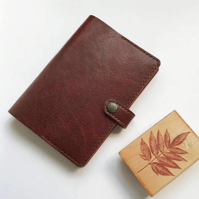 Bambini A6 皮革笔记本/书衣/手帐-焦茶色 定制化礼物 - 笔记本/手帐 - 真皮 咖啡色