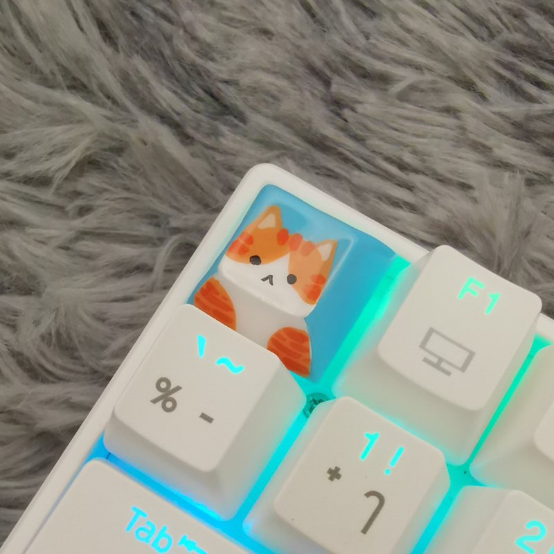 DSA Keycap ginger and white cat - 电脑配件 - 塑料 蓝色