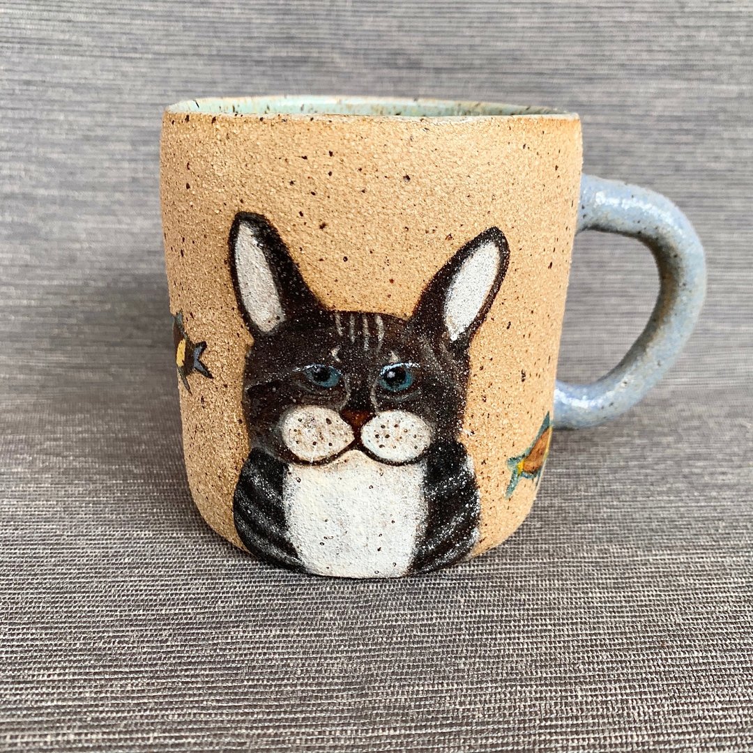 A Lu 猫老大陶杯/手做手绘 (仅此一件) - 其他杯子 - 陶 多色