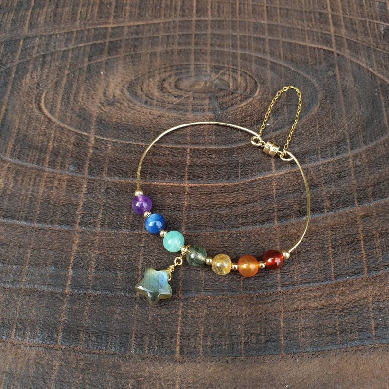 │14kgf磁扣系列│七脉轮彩虹宝石磁扣式手镯 - 手链/手环 - 宝石 多色