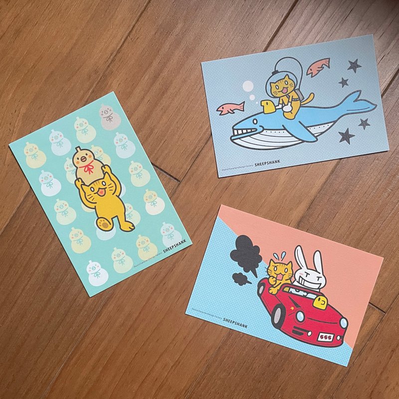 插画明信片三入组【橘虎猫集锦】 - 卡片/明信片 - 纸 