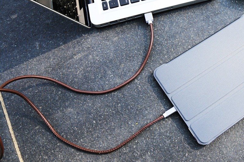 Optima Lightning 皮革充电传输线 灰 - 充电宝/传输线 - 人造皮革 灰色