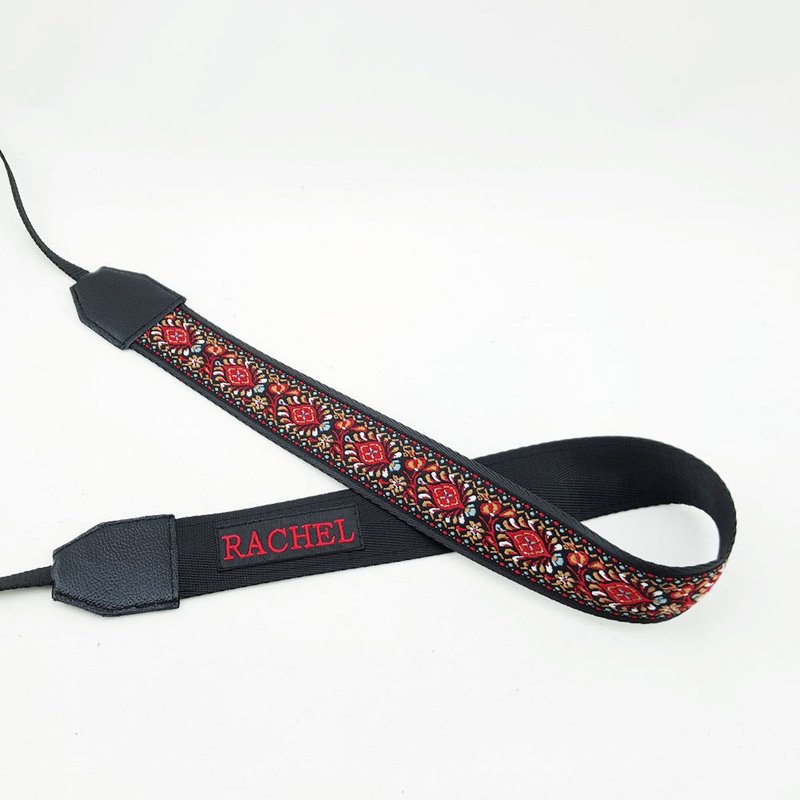 客制礼物 可绣名字 刻字相机肩带 背带 真皮  摄影师 生日礼物045 - 相机背带/脚架 - 真皮 黑色