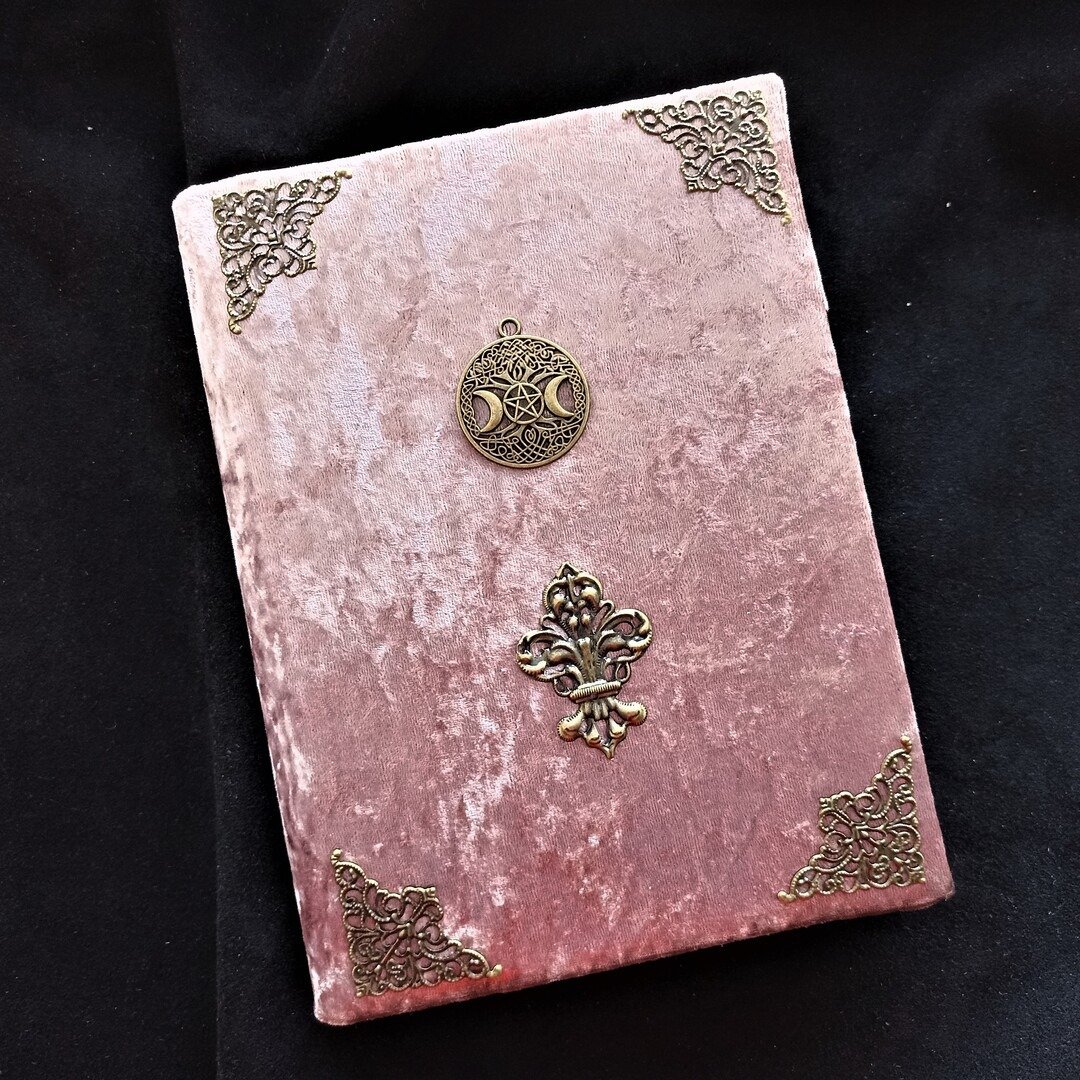 Gothic spell book Practical magic old grimoire Antique herb book of shadow - 笔记本/手帐 - 纸 粉红色