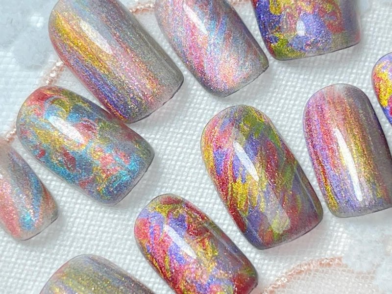 穿戴甲/穿衫甲/手工绘制/猫眼万花筒 - 指甲油/指甲贴 - 其他材质 