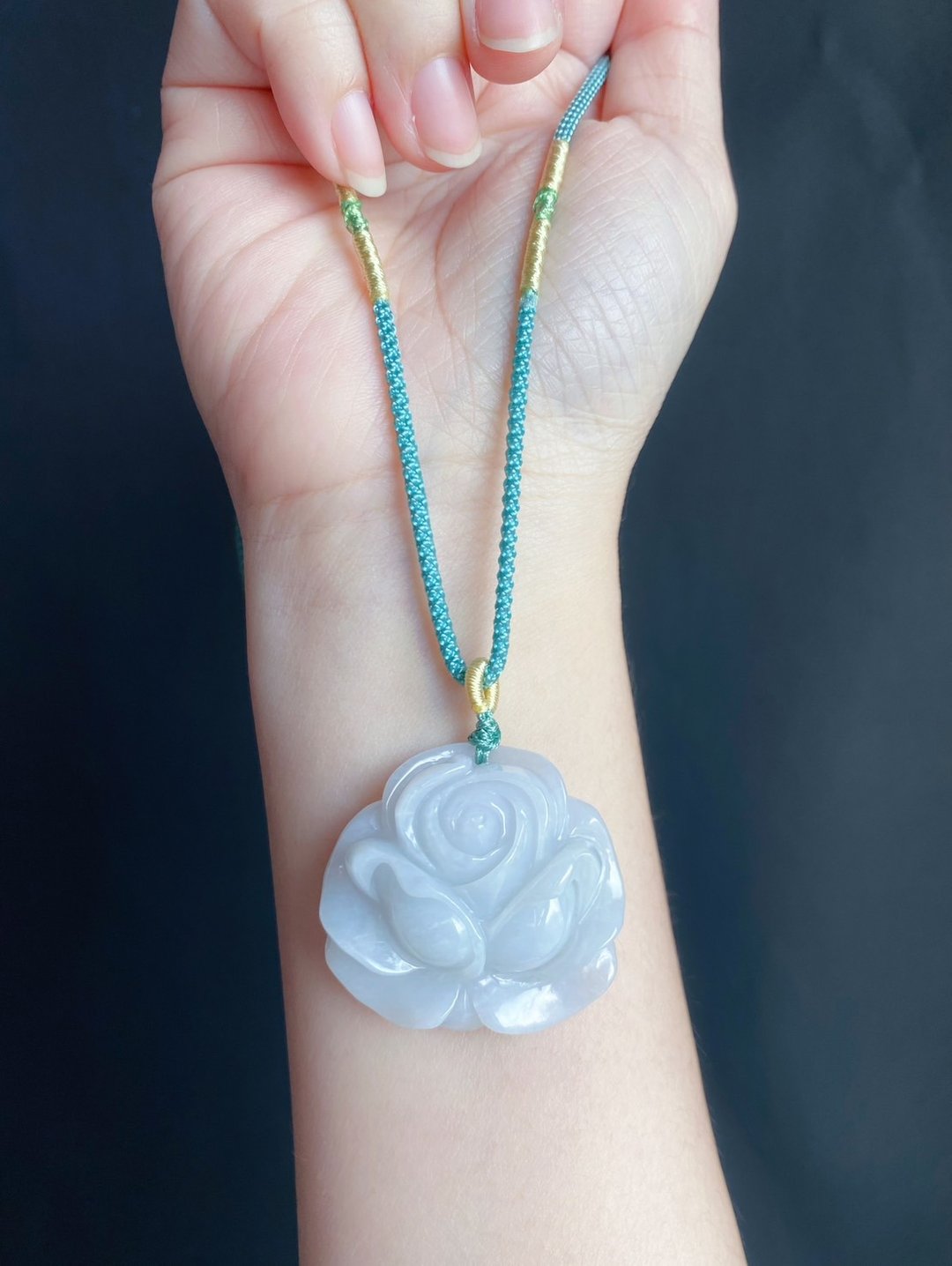 天然缅甸玉翡翠 玫瑰花 项链 高贵不贵 气质 礼物 jadeite - 项链 - 玉石 绿色