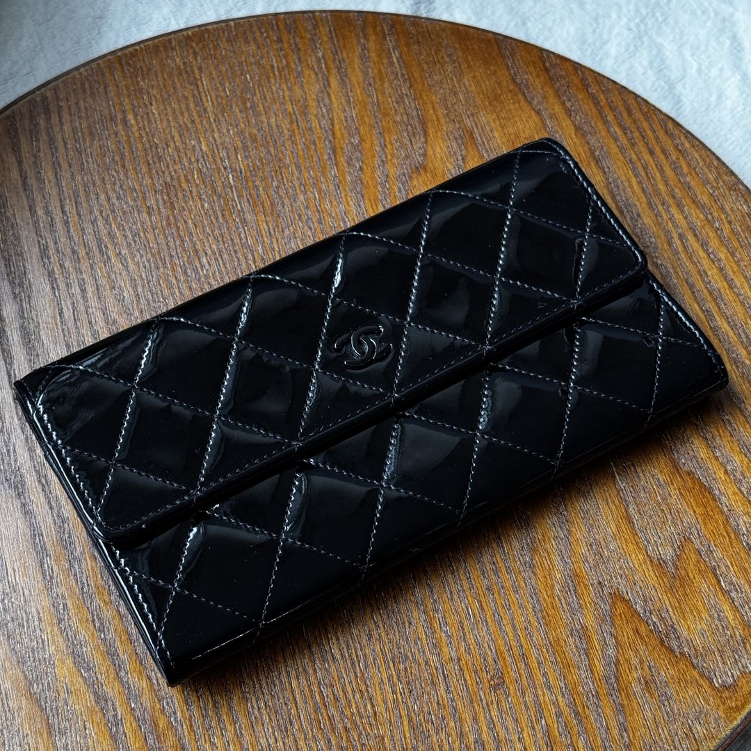 中古品 Chanel 香奈儿 So Black 长银包 - 手提包/手提袋 - 真皮 黑色