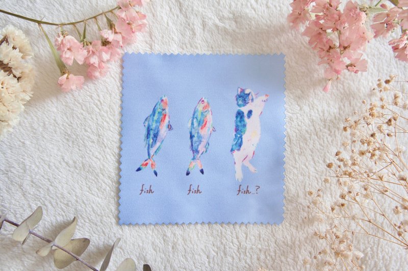 猫咪与鱼眼镜布 - 眼镜盒/眼镜布 - 其他材质 