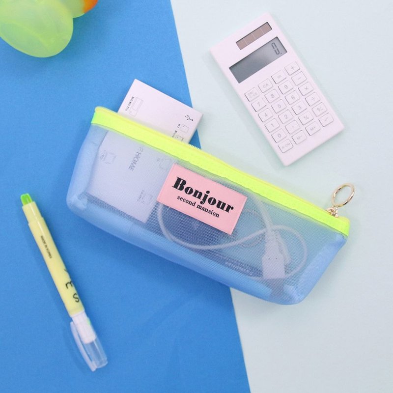 Second Mansion 炫光网格万用拉链笔袋-01海洋光,PLD63536 - 铅笔盒/笔袋 - 尼龙 蓝色