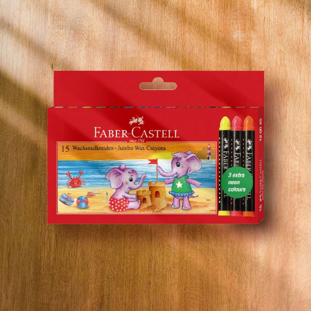 Faber-Castell 长鼻象粗芯蜡笔15色(原厂正货) (12色+3支萤光色) - 其他 - 其他材质 多色