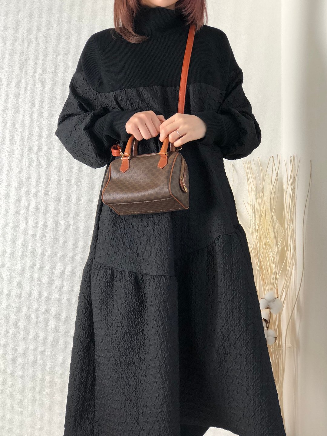 【日本直送，名牌二手包装】CELINE Macadam 2way 手袋棕迷你波士顿复古复古 gkgtyv - 侧背包/斜挎包 - 真皮 咖啡色