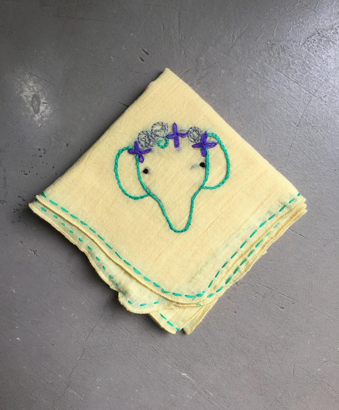 Hand Embroidery Thai Cotton Hanky - 手帕/方巾 - 棉 黄色