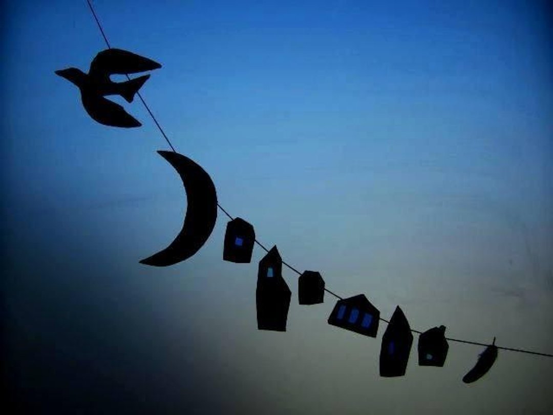 Blue moonlit night in the town of Garland - 摆饰 - 棉 蓝色