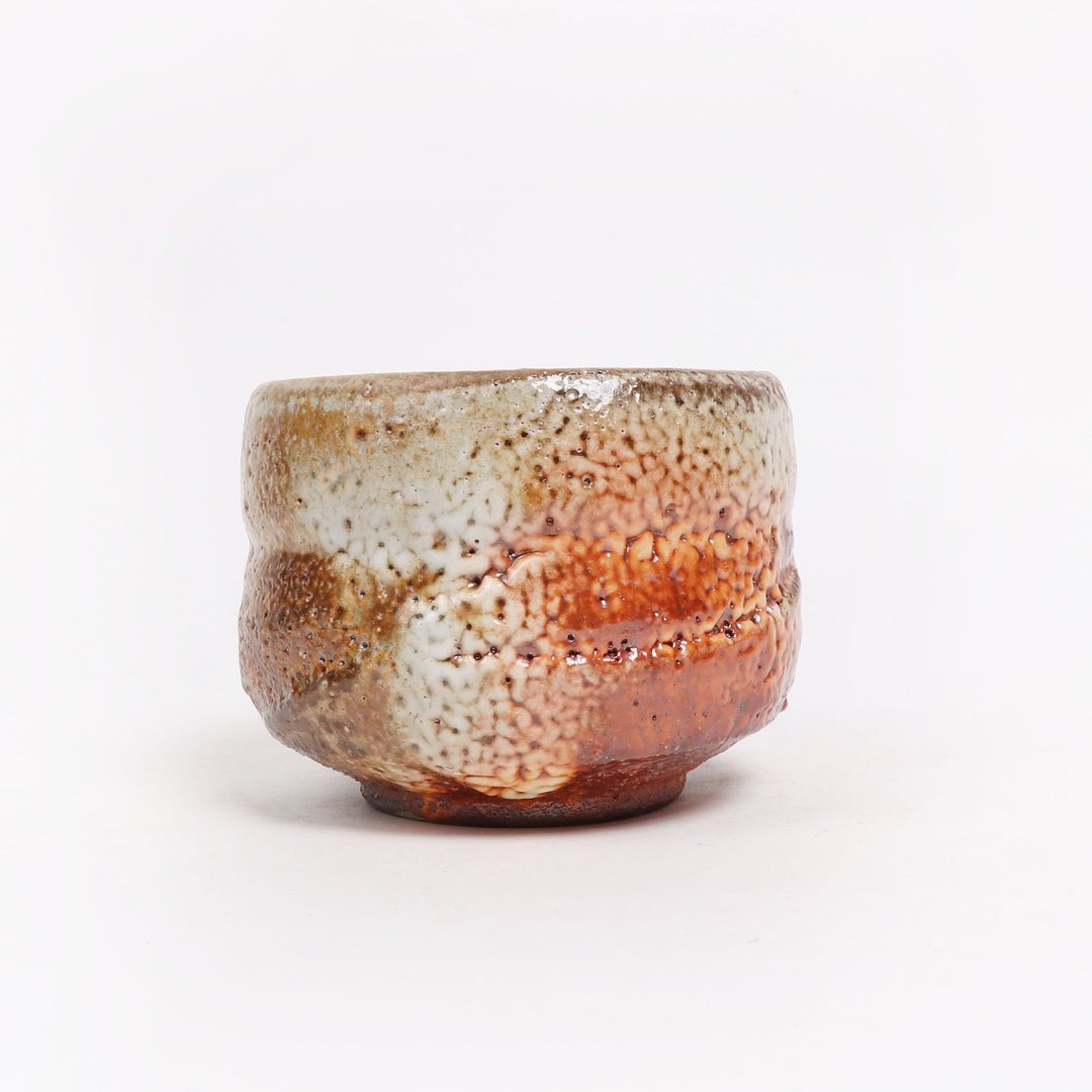 明芽窑 l 日式柴烧缩志野茶碗 陶器 陶艺品 茶具 H6 - 茶具/茶杯 - 陶 橘色