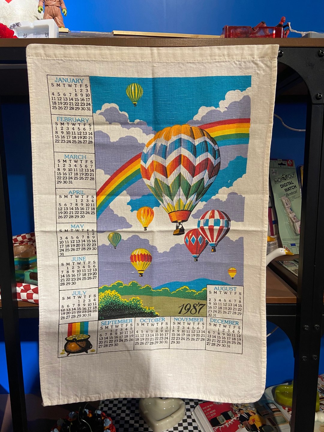 1987 美国早期年份生日布面月历 Vintage Birthday Calendar - 门帘/门牌 - 棉．麻 多色