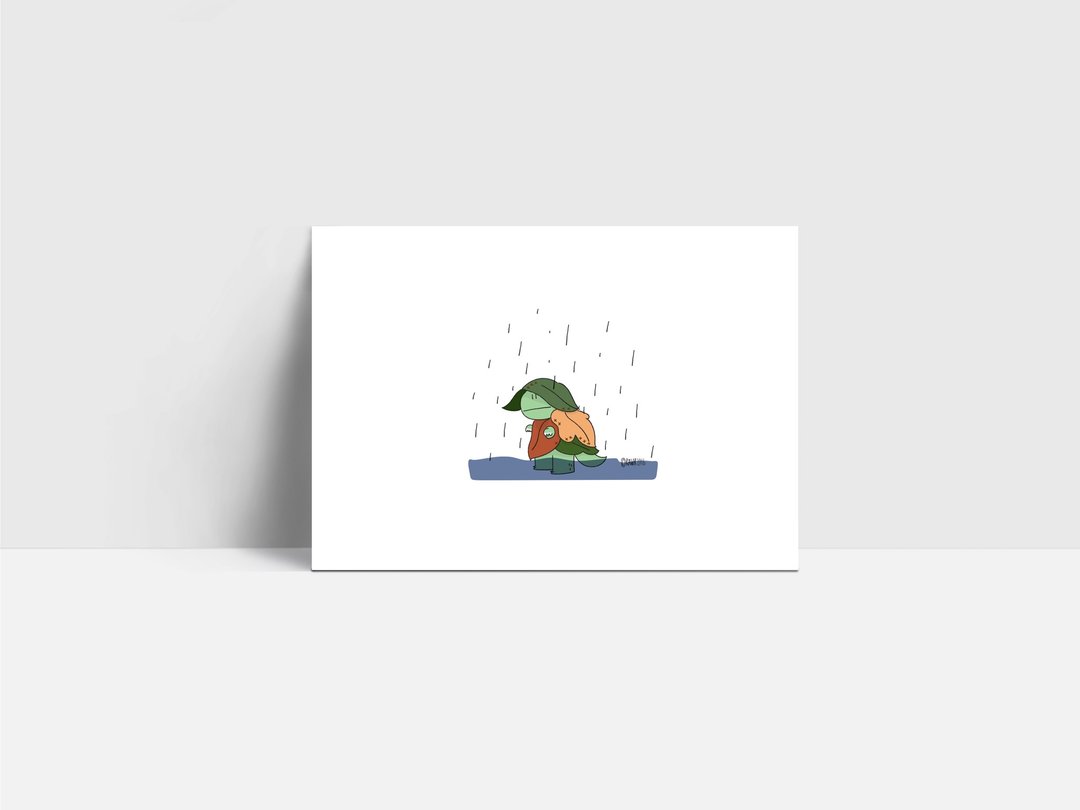 雨恐龙卡 - 卡片/明信片 - 纸 白色
