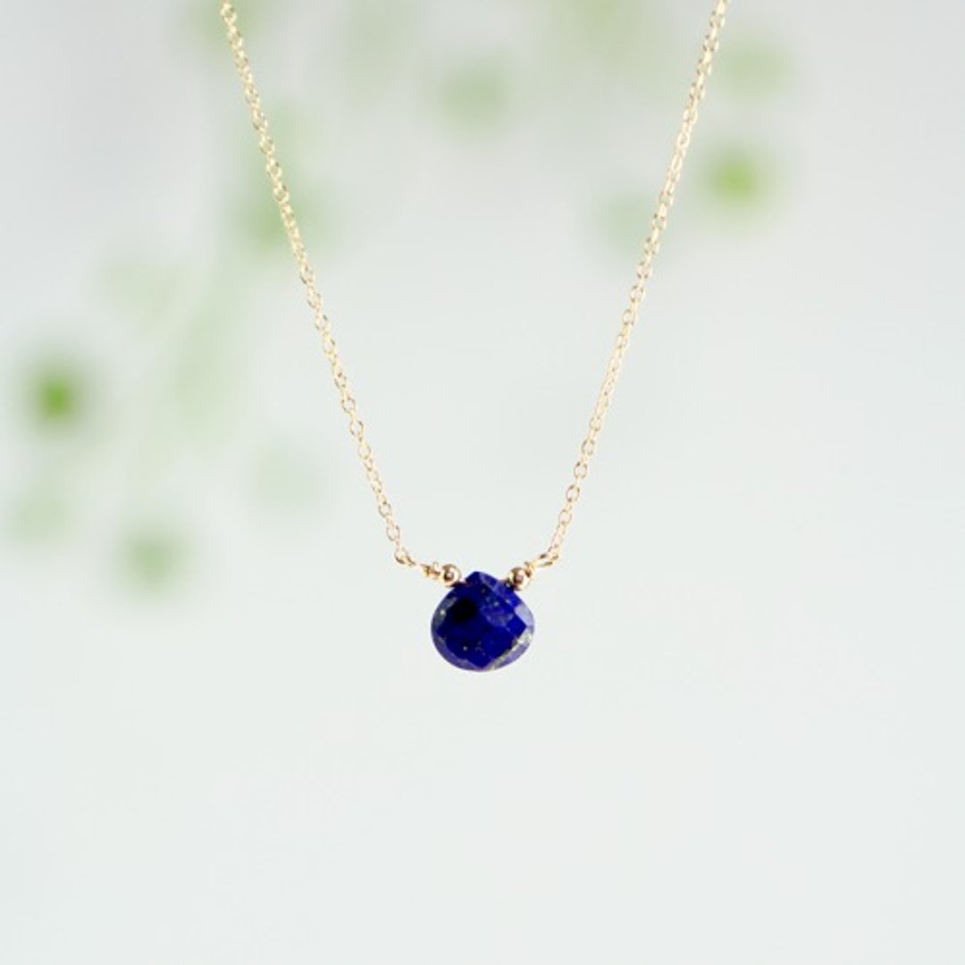 14kgf lapis lazuli briolette necklace - 项链 - 半宝石 蓝色
