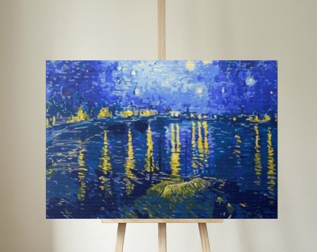 隆河的星空 -梵谷 创意数字油画 【大艺术家系列 】 - 插画/绘画/写字 - 其他材质 