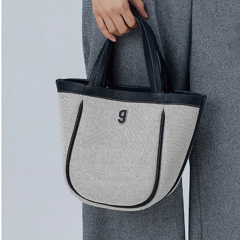 芝麻糊  菜篮子中号 手拎包 小众原创高级斜背包水桶包 KUNOGIGI - 侧背包/斜挎包 - 真皮 黑色