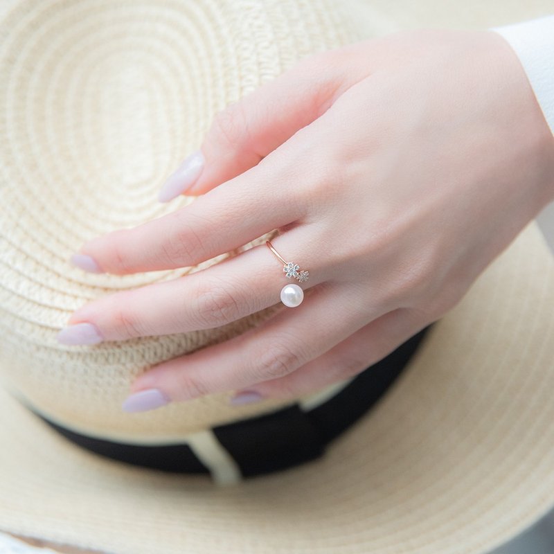 Blossom - 绽放花朵开口戒指玫瑰金 - 戒指 - 贵金属 