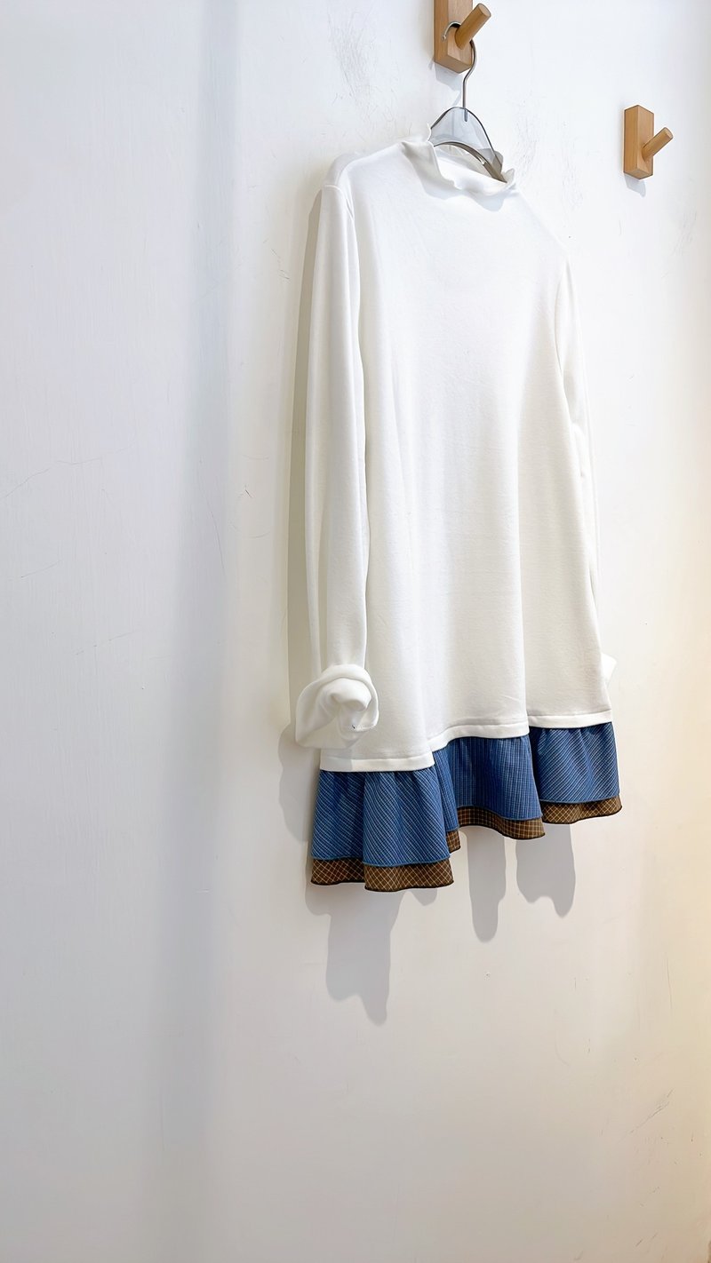 拼格仔布打底 - 洋装/连衣裙 - 其他材质 白色